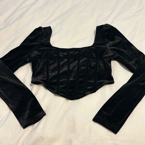 NWOT black long sleeve bustier crop top